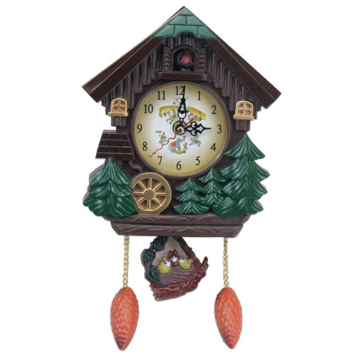 Wall Mounted Clock Farmhouse Bird House Cuckoo Pendulum Clock