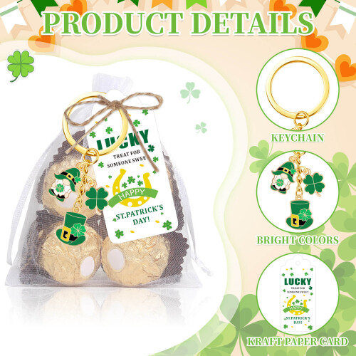 Patricks Day Themed Keychains Key Holders with Drawstring Bag 2