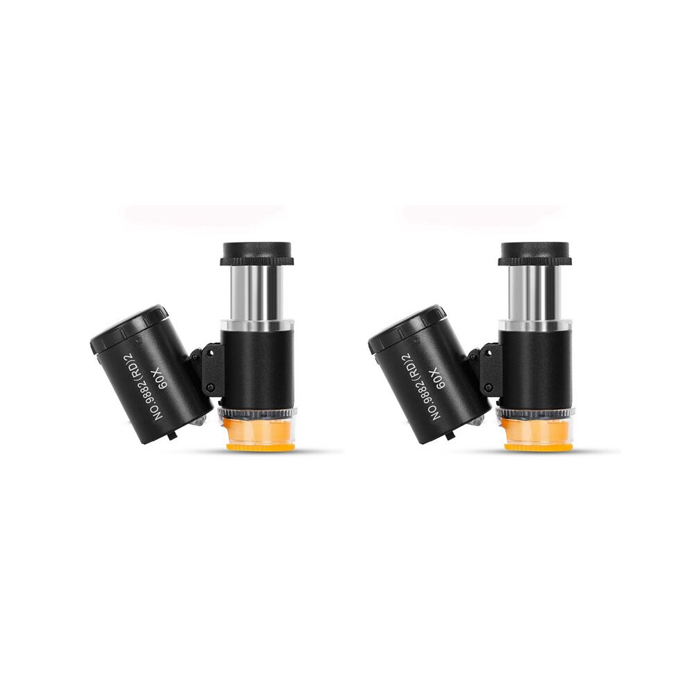 Light 2 Set 60X Pocket Microscope Jewelers Eye Loupe With Led Uv Portable Magnifying Glass A