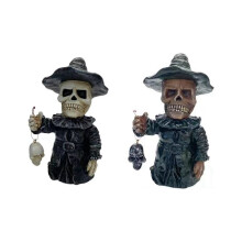 Tovenaar Hoed Schedel Decoratie Skelet Beeldjes Cool Standbeeld Schedel Halloween Schedel Verschrikkelijke Ornamenten voor Home Decor C