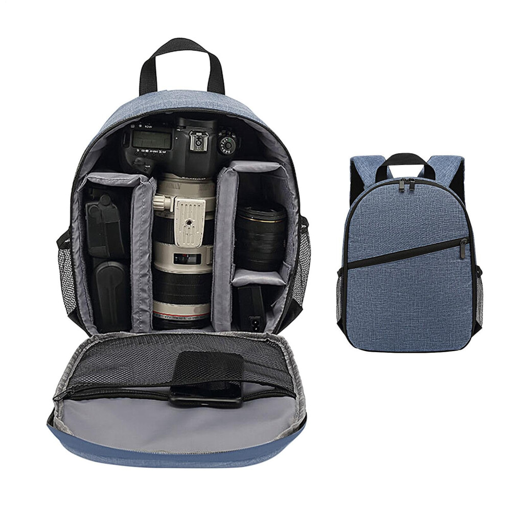 Camera Backpack Waterproof For Dslr Lenses, Large Storage, Dslr Lens Organizer, Shockproof, Adjustable Dividers, Blue 9347817491241
