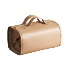 Trousse de Maquillage de de Capacité, Pochette de Rangement avec Design Pliable, Trousse de Toilette et de Maquillage Imperméable Marron