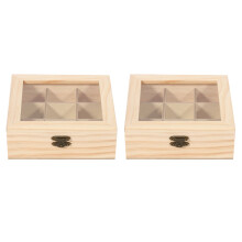 2X Wooden Tea Bag Jewelry Organizer Chest Storage Box 9 Compartments Tea Box Organizer Wood Sugar Packet Container
