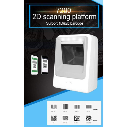 Barcode Scanner Desktop Auto Sense 2D Scanner, 1D/2D Barcode Reader, Ticketing QR Code Scanner, Black 2
