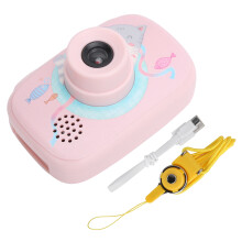 Digitale camera voor peuters, HD-scherm, duurzaam BPA-vrij plastic, ingebouwde oplaadbare batterij, uitgestelde foto-opname en continu-opname.