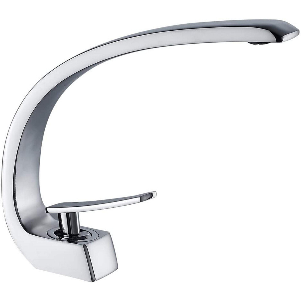 Modern Waterfall Taps Bathroom Sink Tap Chrome Deck Mounted Basin Mixer Faucet Single Handle Brass Lavatory Vanity Vessel Tap 9189345531347
