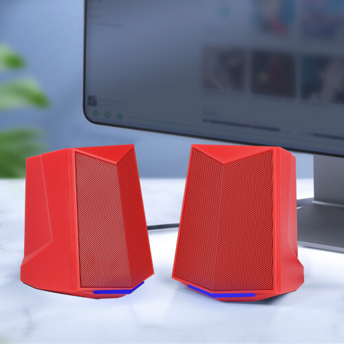 Alto-falante de 3 polegadas com som Hi-Fi para PC e iluminação LED azul, ideal para desktops, laptops e jogos. 2