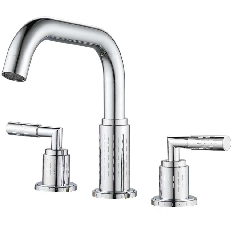 Basin Faucet, Twohandle Hot And Cold, Double Control, Threehole Split Bathroom Sink, No Inlet Pipe 9189345531552