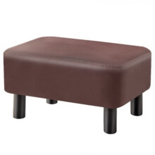 Solid Wood Leg Low Stool Cotton Washable Upholstered Soft Mini Ottoman For Living Room, Bedroom, And Sofa Side