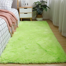 Fluffy Rugs NonSlip Faux Fur Rug, Washable Shaggy Plush Carpet, 100x200cm Green Living Room Bedroom Rug
