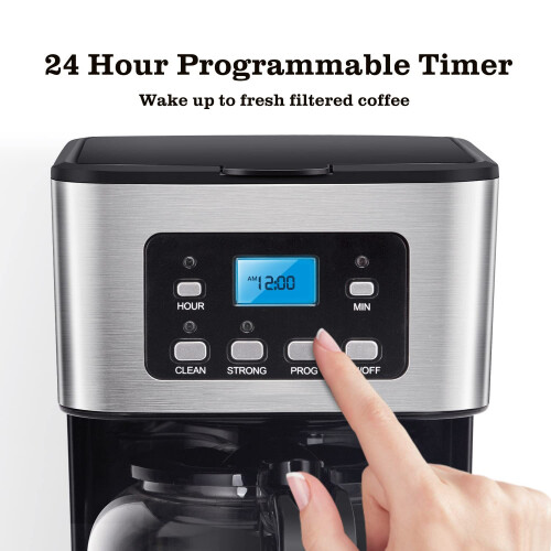 Taylor Swoden Filter Coffee Machine, Drip Coffee Maker with Programmable 24hr Timer, Keep Warm & Anti-Drip, Reusable Filter Fast Brewing - Darcy 950W 2