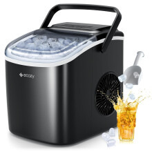 ecozy Ice Maker Machine Countertop, 9 Ice Cubes in 6 Mins, 12KG in 24Hrs, 2 Sizes of Ice, Self-Cleaning with Ice Bags, Scoop, and Basket for Kitchen,