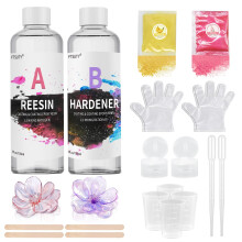Epoxy Resin Kit - 300ml /10oz Crystal Clear Epoxy Resin for Casting - 1:1 Ratio Crystal Clear Resin Coating with Sticks, Graduated Cups and Gloves fo