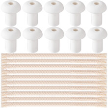 Mxxipp 10pcs Oil Lamp Wicks with 10pcs Holders, 1/4inch Round Cotton Candle Wick, Braided Candle Replacement Wicks for Paraffin Kerosene Alcohol Oil