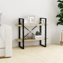 Susany 2-Tier Bookshelf Industrial Open Bookcase Book Cabinet Storage and Display Shelf for Corner, Living Room, Office Sonoma Oak 80x30x70 cm Chipbo