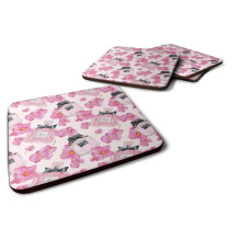 Caroline's Treasures BB7510FC Watercolor Pink Flowers and Perfume Decorative Coasters, Fabric, Multicolor