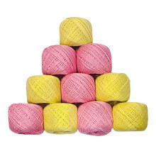 ELEXIQ Crochet Cotton Thread Yarn for Knitting and Craft Making Combo Pack of 10 Roll (Multicolour) (Light Yellow & PINKLY)