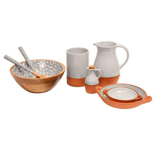 Sintra Mango Wood Spotted Salad Servers - Stone 2