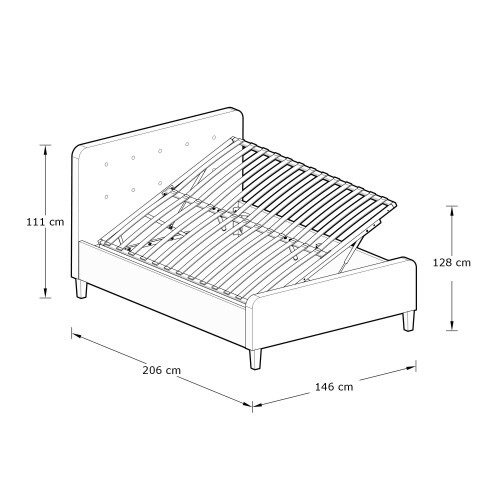 GFW Ashbourne 150cm / 5' King Size Ottoman Storage Bed Frame Natural 2