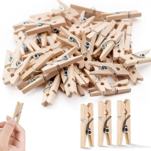 ieron 300 PCS Mini Wooden Pegs, Clothespins 25mm 35mm 45mm Natural Wooden Photo Display Clips - Tiny Wooden Clothes Pegs for Arts and Crafts, Wedding