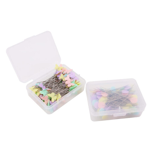 WANGCL 200Pcs Sewing Patchwork Pins Flat Button Head Pins with A Storage Box Assorted Pins for Dressmaker Craft Sewing Projects 2