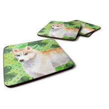 Caroline's Treasures BB9829FC Siberian Husky St Patrick's Decorative Coasters, Fabric, Multicolor