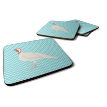 Caroline's Treasures BB8163FC Beltsville Small White Turkey Hen Blue Check Decorative Coasters, Fabric, Multicolor