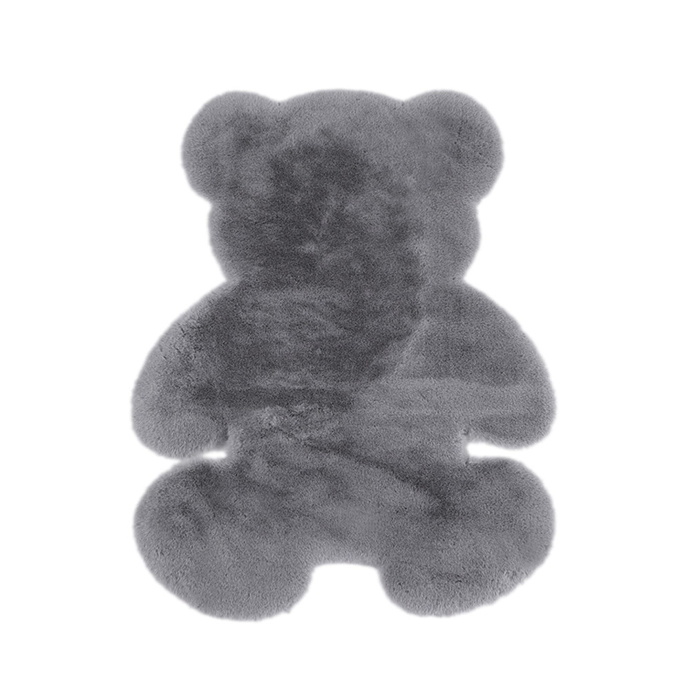 Faux Sheepskin Rug Bear Shaped 75X105cm Anti Skid Kids Carpet For Living Room Bedroom Grey