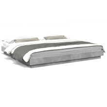 qohoio Bed Frame Concrete Grey 180x200 Super King cm Engineered Wood,Platform Bed Frame,For Adults, Kids, Teenagers, Underbed Storage Space,Easy Asse