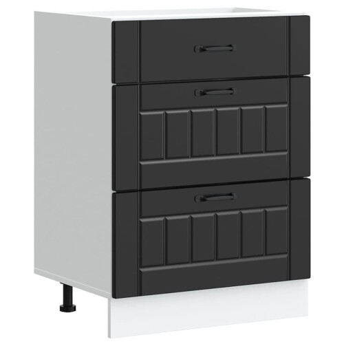 LAPOOH Kitchen Base Cabinet Lucca Black Engineered Wood-854270 2