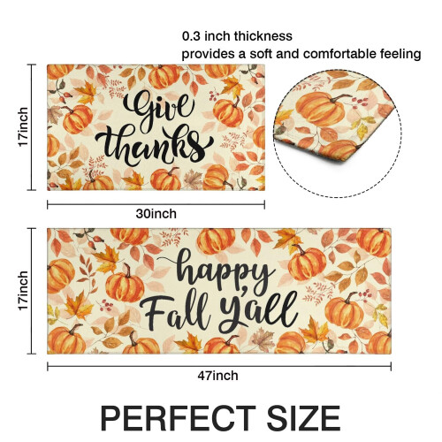 Twyt decor Fall Kitchen Rugs Set of 2 2