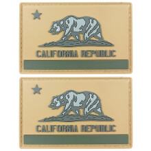 JBCD California Flag Patch Tactical PVC Rubber Hook and Loop Fasteners Patch, 2 Pack