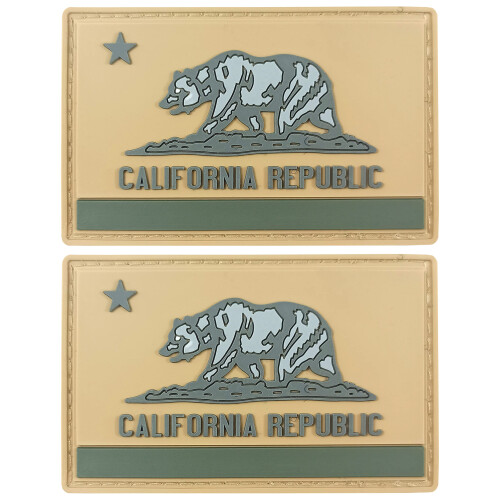 JBCD California Flag Patch Tactical PVC Rubber Hook and Loop Fasteners Patch, 2 Pack
