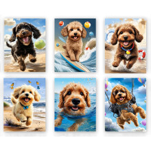 ZOQIPQO Dog Wall Art prints,Funny Dog Canvas Wall Art,Beach Dog Canvas Wall Art,Surfing Dog Canvas Wall Art,Funny Dog Decor for Kids Nursery Bedroom