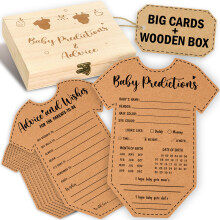 STOFINITY Baby shower prediction and advice cards (Clothes) - Baby Prediction Cards for Shower, Wood Keepsake Box Baby Shower Advice Cards, Baby Boy
