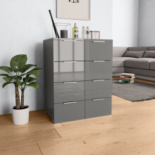 Iiaky Sideboard High Gloss Grey 60x35x80 cm Engineered Wood-Sideboard Storage Cupboard Cabinet Unit,Living Room Bedroom Furniture
