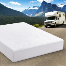 Opoiar 10 Inch Green Tea Memory Foam Mattress/Made in USA, King Size for RVs, Campers & Trailers/Mattress-in-a-Box/Medium Firm, White (RV-K)