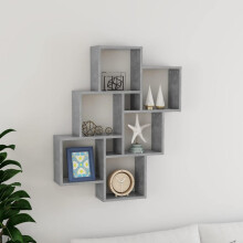 Rantry Wall Cube Shelf Concrete Grey 78x15x93 cm Engineered Wood, Wall Floating Cube Box Shelves, Wall Mounted Shelf for Bedroom, Living Room and Kit