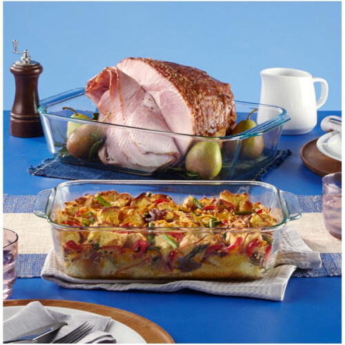 Pyrex 2 Piece Deep Oblong Glass Bakeware Set 1