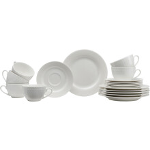 Ritzenhoff & Breker Sofia Coffee Service 18-Piece Dessert Plates (20 cm) and Cups with Saucers (220 ml) for 6 People, Coffee Set with Fine Groove Rel