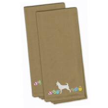 Caroline's Treasures CK1624TNTWE Chihuahua Easter Tan Embroidered Kitchen Towel Set of 2