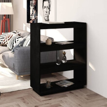 ZEYUAN Book Cabinet/Room Divider Black 80x35x103 cm Solid Pinewood,wooden bookcase free standing shelf Living Room, Home, Office Use Furniture to she