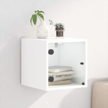Iiaky Bedside Cabinet with Glass Door White 35x37x35 cm-Bedside Tables Bedside Drawers Cabinet Side End Table Nightstand Storage Organizer Home Stand