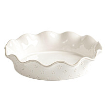 MIKIGEY Ceramic Deep Pie Pan for Baking, 11 inch Porcelain Pie Dish for Apple Pie, Oven & Dishwasher Safe, Farmhouse Decor, 48 Ounce Deep Plate for K