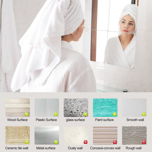 ARSMOGEN 4 Pieces Flexible 6" x 9" Self-Adhesive Non-Glass Plastic Mirror Sheets 2