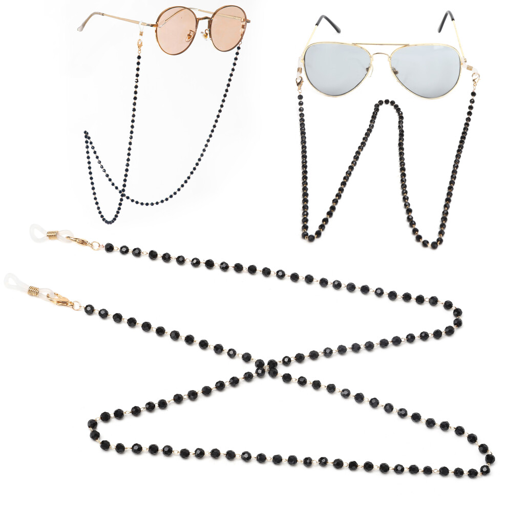 Black Acrylic Beads Eyewear Chain With Mouthmuffle Antilost Holder