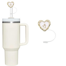 Hearts Straw Cover for Stanley Cup,Silicone Buttons Straw Covers Cap,Silicone Straw Covers Cap for Stanley Cup, Dust-Proof Drinking Straw Tips Lids,R