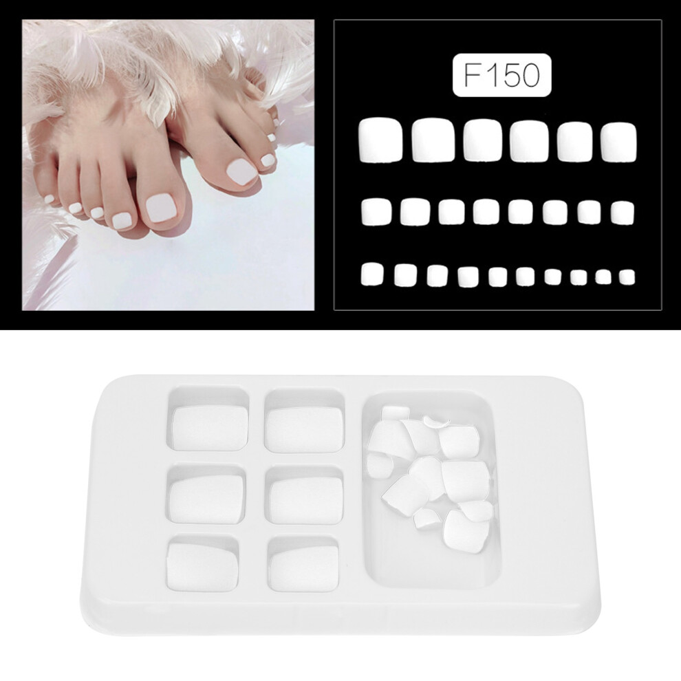 F150 24 Fine Short Square Artificial Toenails Fake Nail Tips for Women Girls