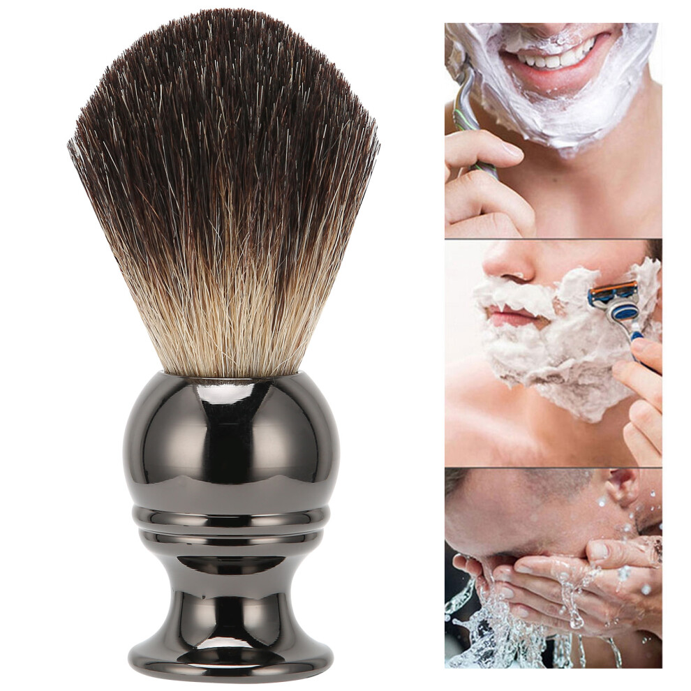 Men's Shaving Brush Portable Stainless Steel Handle Travel Gun Finish Compact