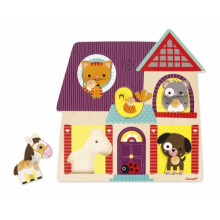 Puzzle sonoro animali domestici - JANOD - Incastro musicale 5 pezzi - Paesaggio e natura - Multicolore